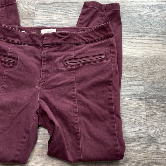 Loft Outlet Women’s Maroon, Wine, Mid Rise Modern Skinny Ankle Pants, size 6 - Picture 7 of 11